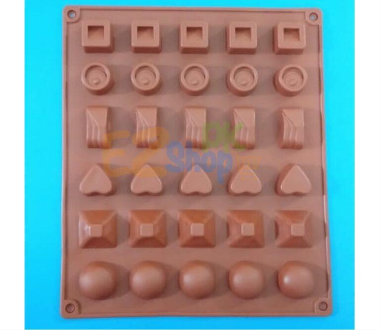 30-Cavity Brown Heart Round Pyramids Silicone Mold