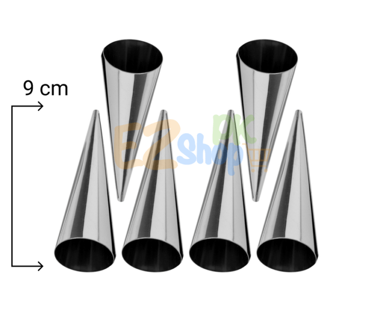 Cream Roll 9 cm Cones 6Pcs Set Stainless Steel
