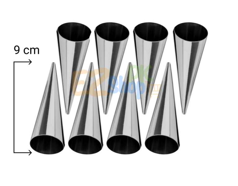 Cream Roll 9 cm Cones 8Pcs Set Stainless Steel